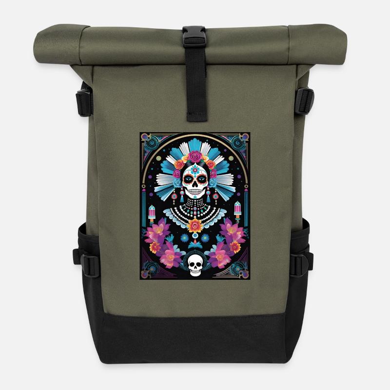 LA CATRINA DELUXE - Rolltop Rucksack - Olive/Schwarz