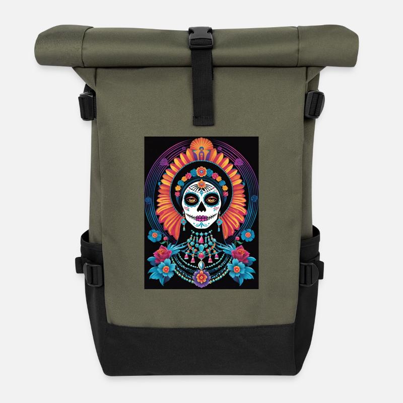 LA CATRINA DELUXE - Rolltop Rucksack - Olive/Schwarz