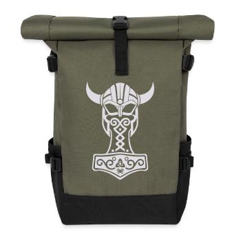 Mjölnir Viking Tribal – Thors Hammer - Rolltop Rucksack - Olive/Schwarz - Vorne