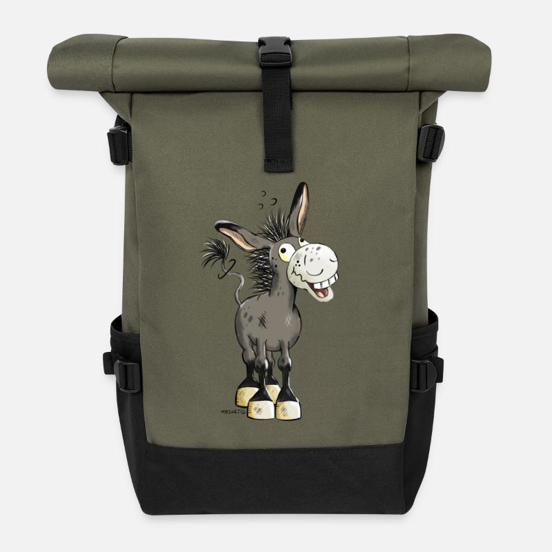 Smiling Donkey - Roll Top Backpack - olive/black