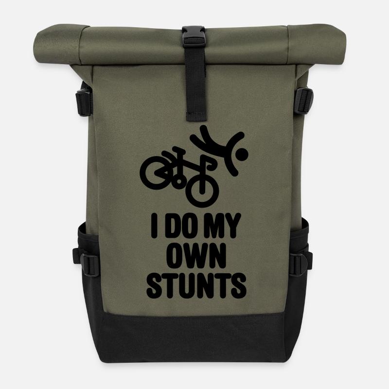 I do my own stunts - racing bicycle - Rolltop Rucksack - Olive/Schwarz