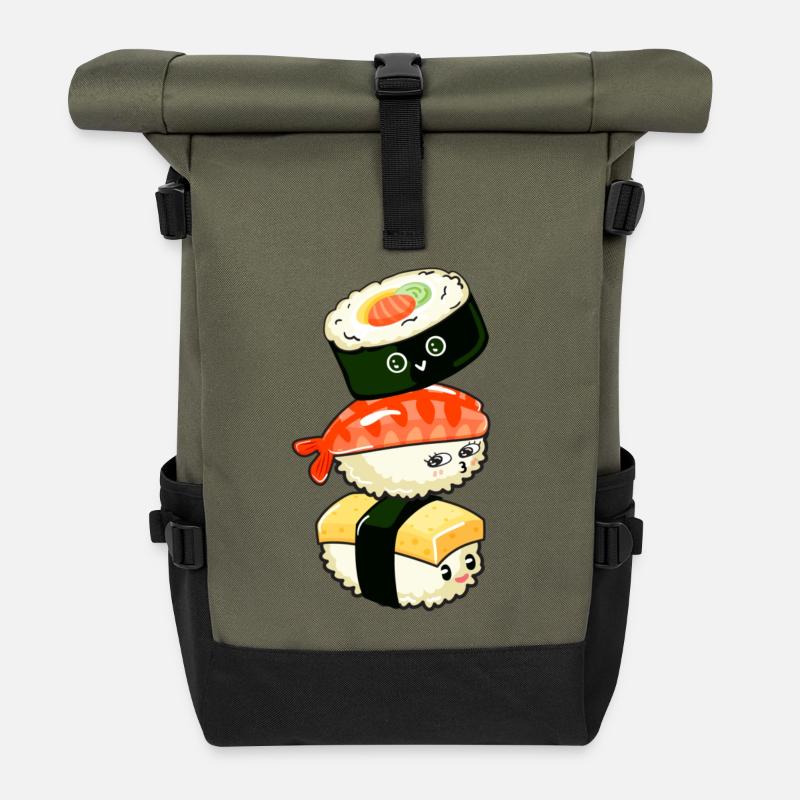 Sushi Kawaii - Rolltop Rucksack - Olive/Schwarz