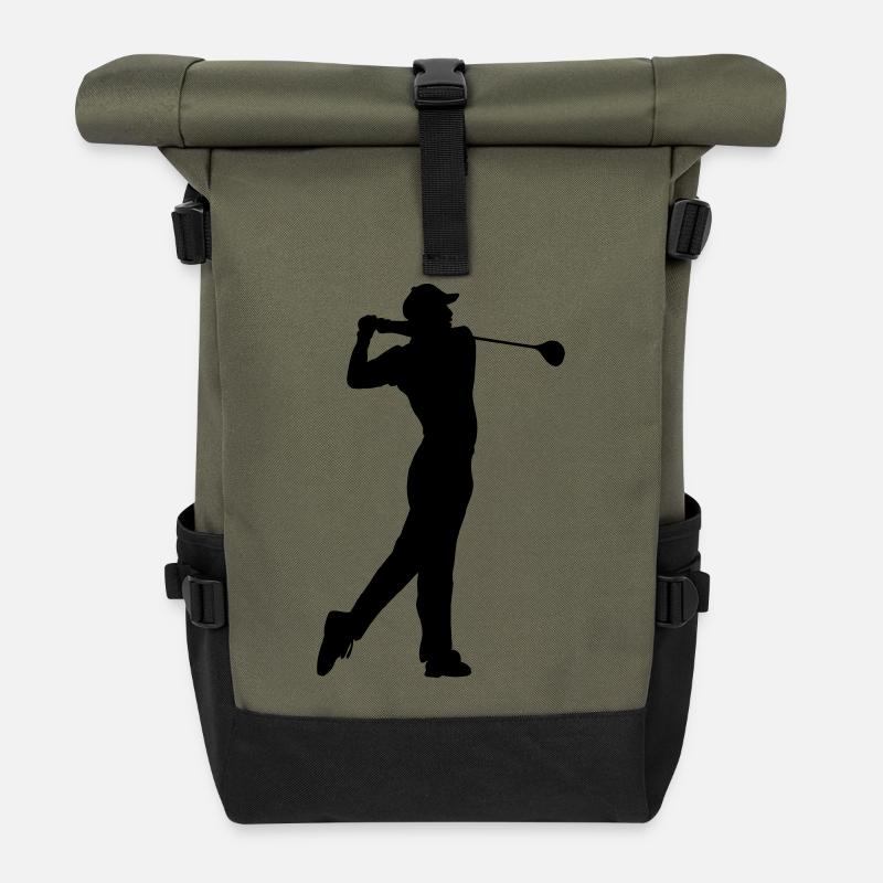 Logo de l’image d’ombre du joueur de golf - Sac à dos roll top - olive/noir