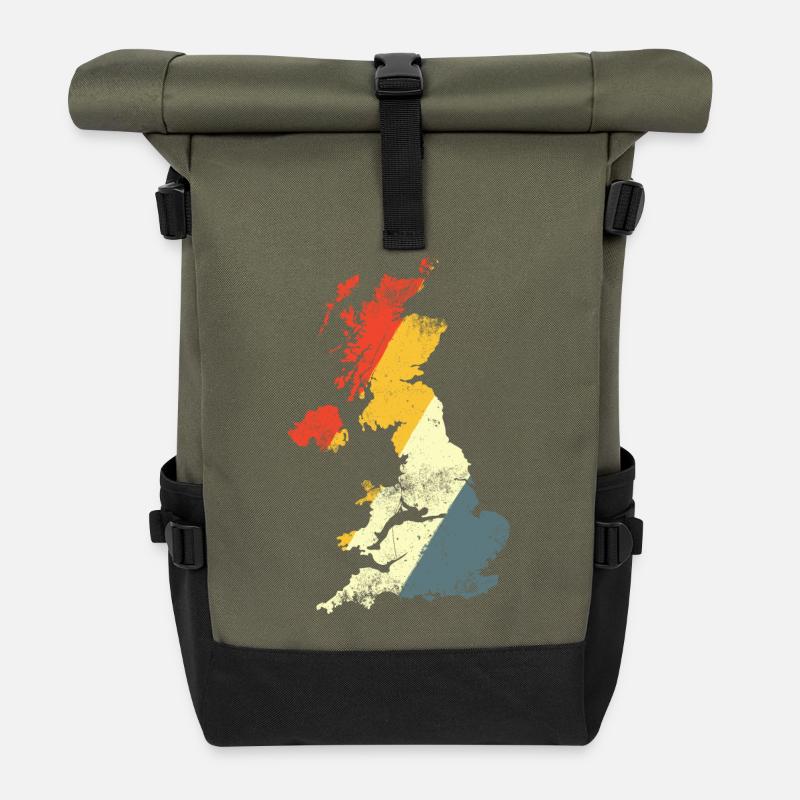 UK Map Prism Gradient - Roll Top Backpack - olive/black