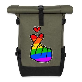 Peace Heart Love Rainbow Mouvement pour la paix - Sac à dos roll top - olive/noir - Devant
