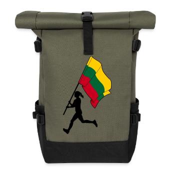 Flag Lithuania woman running - Roll Top Backpack - olive/black - Front