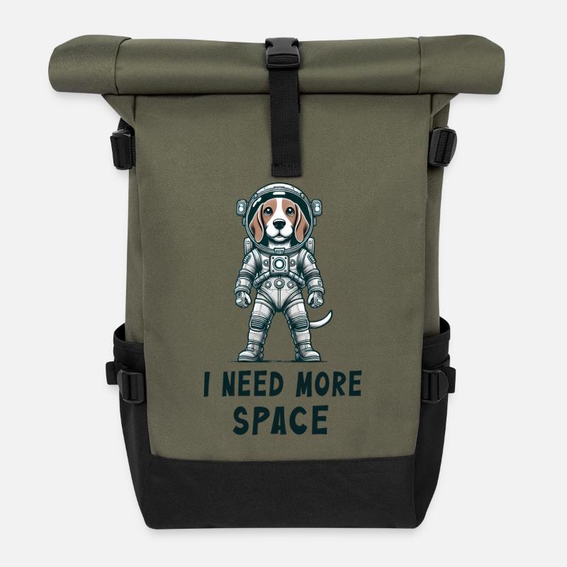 Beagle Astronaut - Rolltop Rucksack - Olive/Schwarz