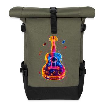 90er Jahre Ukulele - Rolltop Rucksack - Olive/Schwarz - Vorne