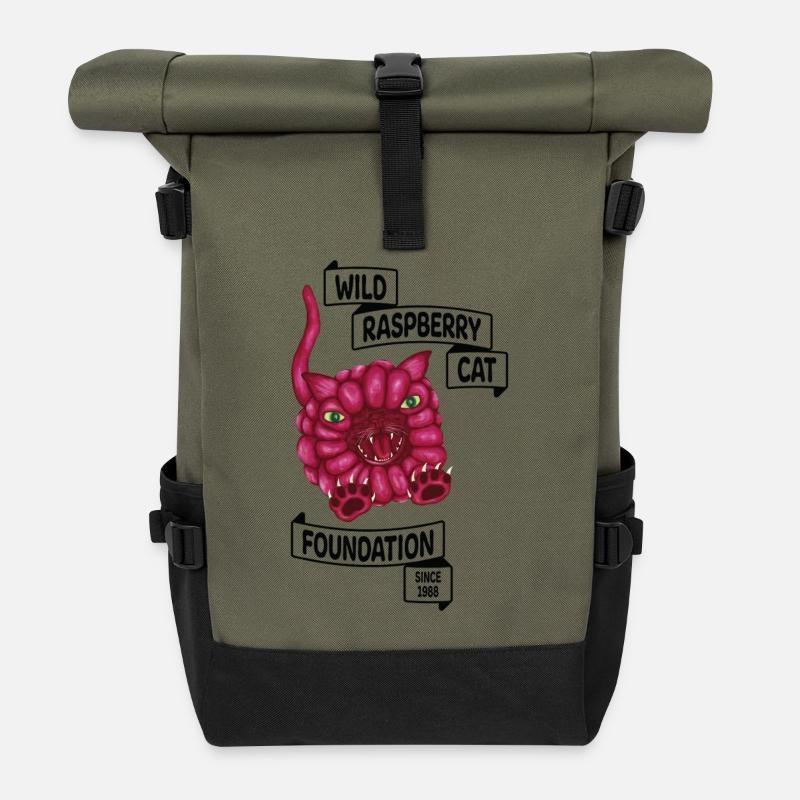 Raspberry le chat - Sac à dos roll top - olive/noir
