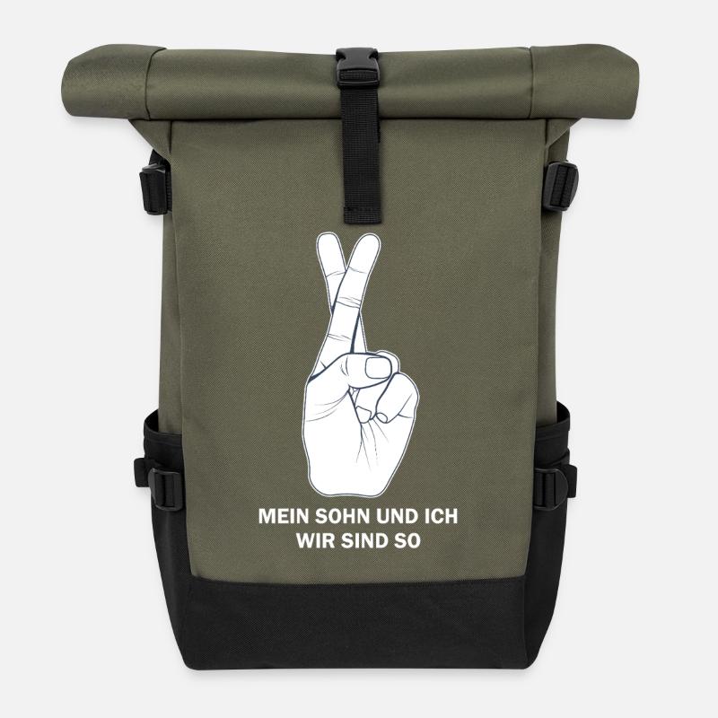 Mein Sohn und Ich Wir Sind So - Rolltop Rucksack - Olive/Schwarz