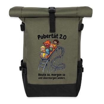 Pubertät 2.0 - Menopause & Achterbahn der Gefühle - Rolltop Rucksack - Olive/Schwarz - Vorne