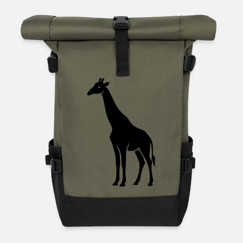 giraffe - Roll Top Backpack - olive/black