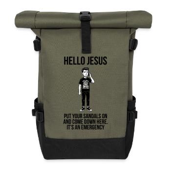 Hello Jesus - Dank Meme Sarcastic - Roll Top Backpack - olive/black - Front