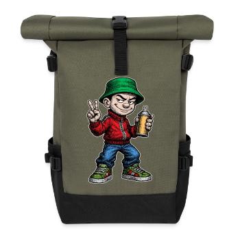 Graffiti-Künstler Jugend der 80er Jahre - Rolltop Rucksack - Olive/Schwarz - Vorne