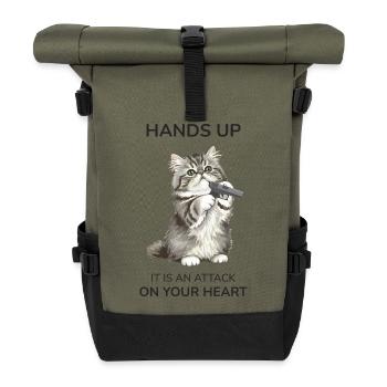 Les mains en l’air, c’est une attaque contre ton cœur - Sac à dos roll top - olive/noir - Devant