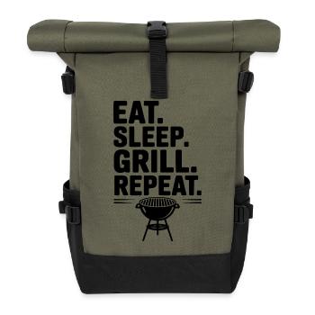 Eat. Sleep. Grill. Repeat. - Roll Top Backpack - olive/black - Front