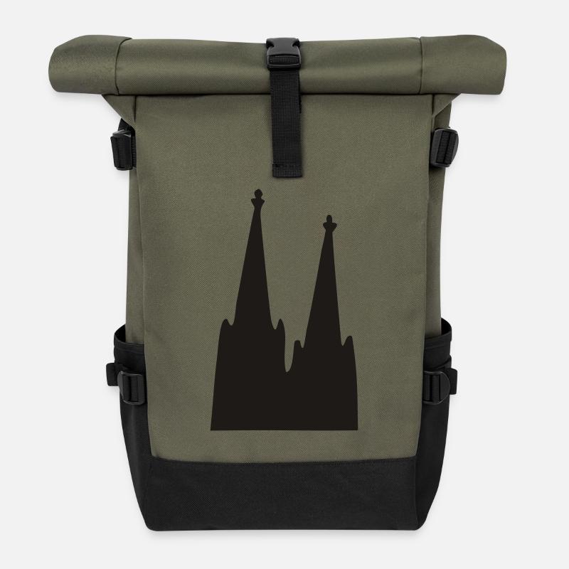 Köln Kölner Dom - Rolltop Rucksack - Olive/Schwarz