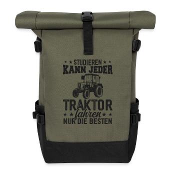 Tout le monde peut étudier la conduite d’un tracteur uniquement le meilleur - Sac à dos roll top - olive/noir - Devant