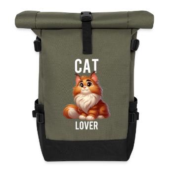 cat lover - Sac à dos roll top - olive/noir - Devant
