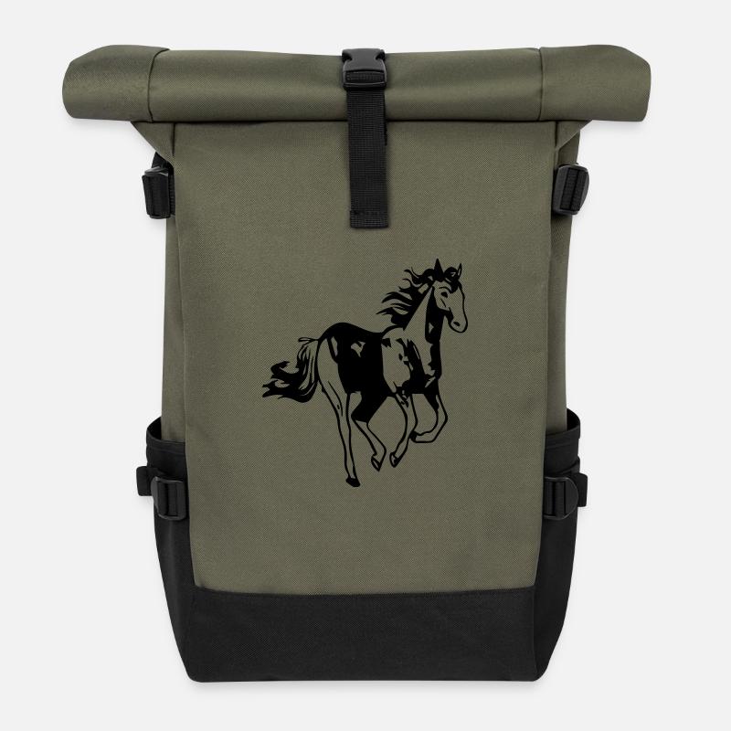 horse - Rolltop Rucksack - Olive/Schwarz
