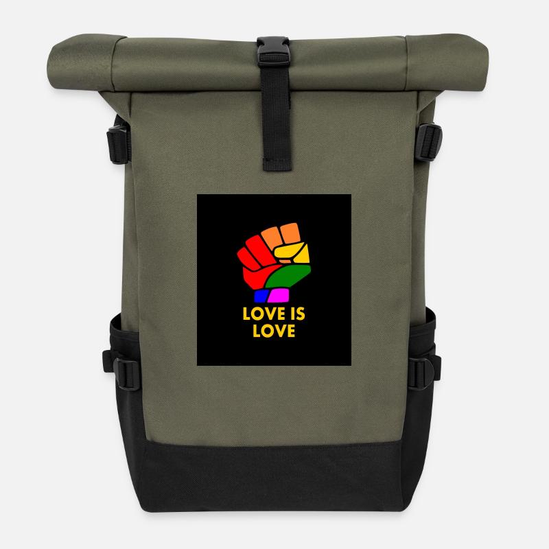 Love is love - Rolltop Rucksack - Olive/Schwarz