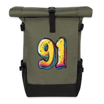 91 Number Colorful - Roll Top Backpack - olive/black - Front