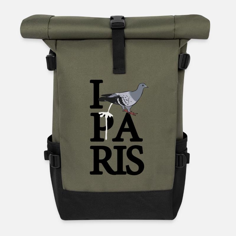 I pigeon Paris - Rolltop Rucksack - Olive/Schwarz