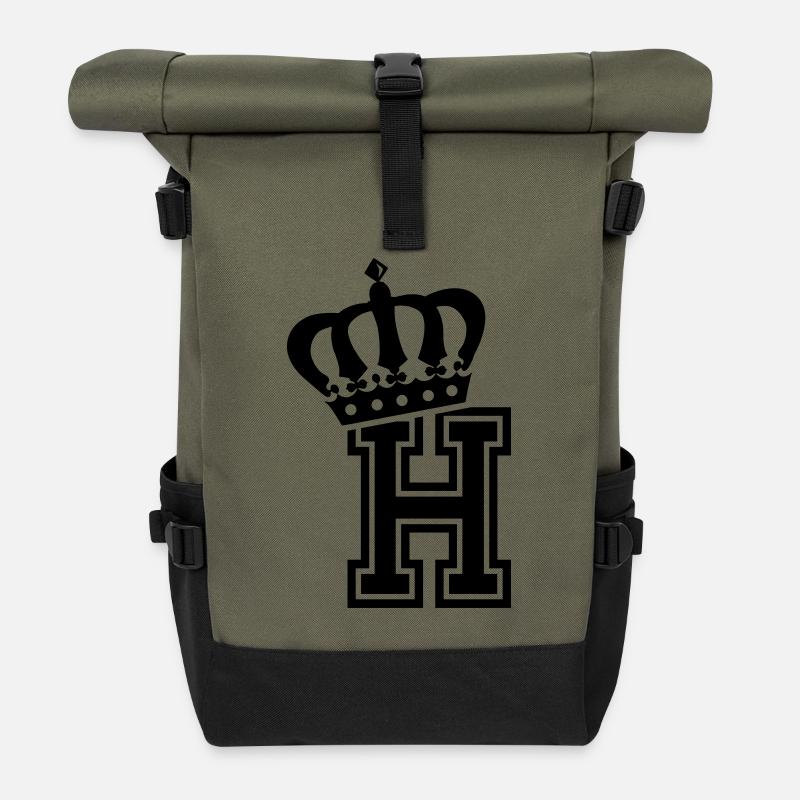 Buchstabe H - Rolltop Rucksack - Olive/Schwarz