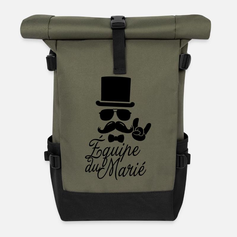 vintage moustache equipe du marié soirée hipster - Sac à dos roll top - olive/noir
