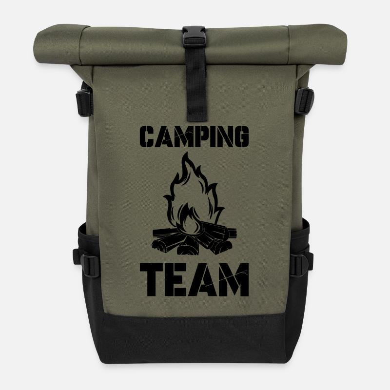 lagerfeuer camping team - Rolltop Rucksack - Olive/Schwarz