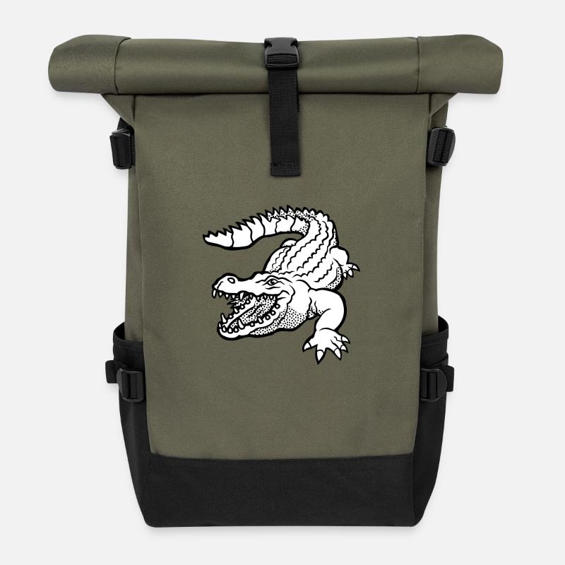mal crocodile - Sac à dos roll top - olive/noir