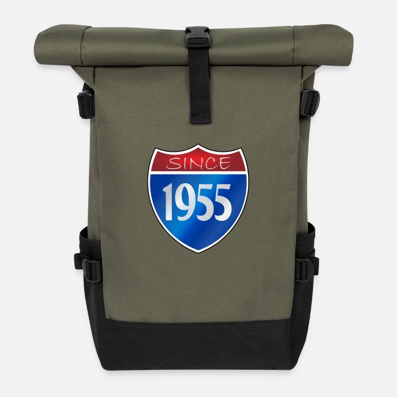 Since 1955 - Roll Top Backpack - olive/black