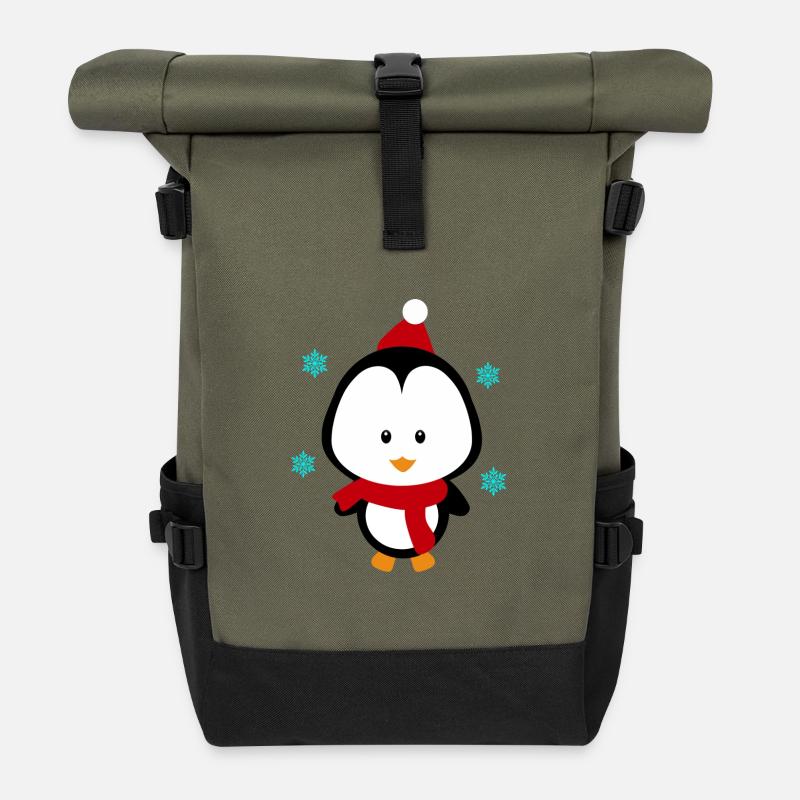 Weihnachten mit dem kleinen Pinguin - Rolltop Rucksack - Olive/Schwarz
