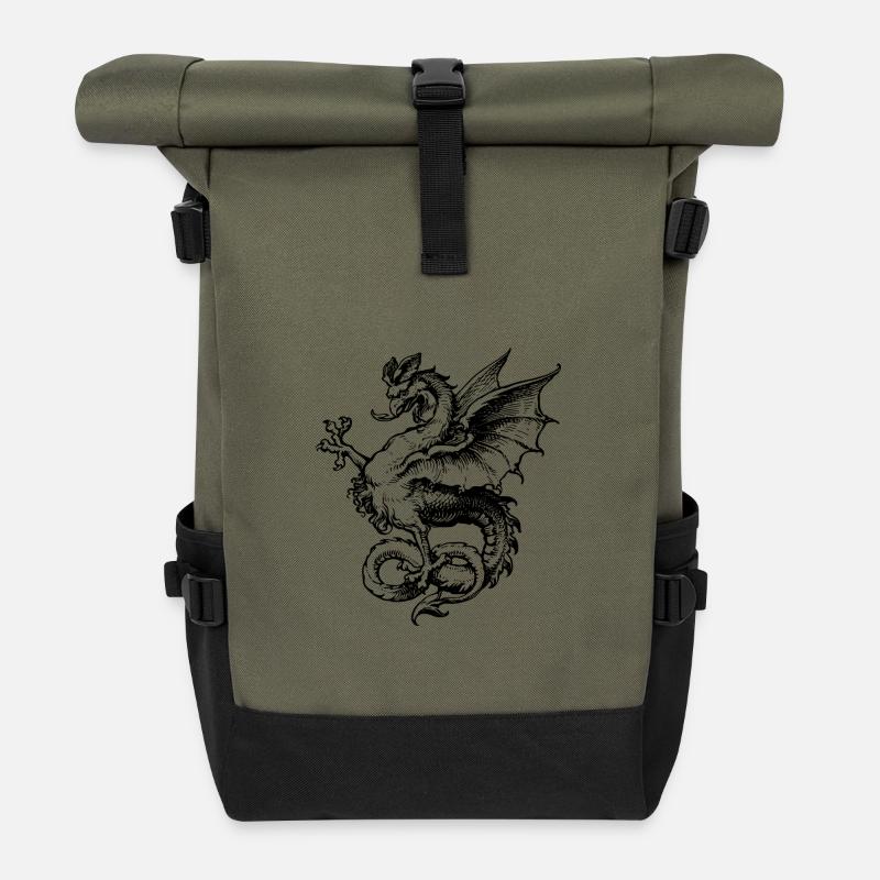 Drache - Rolltop Rucksack - Olive/Schwarz