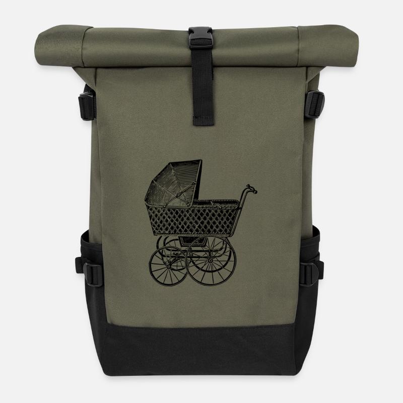 Kinderwagen - Rolltop Rucksack - Olive/Schwarz