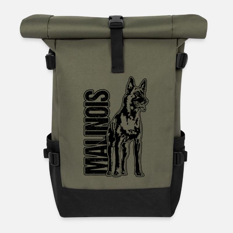 MALINOIS Portrait Chien Chien Wilsigns - Sac à dos roll top - olive/noir