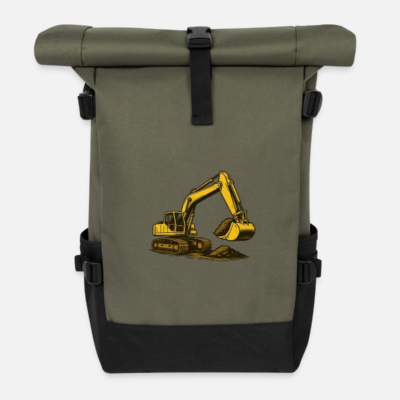 Bagger im Staub - Rolltop Rucksack - Olive/Schwarz