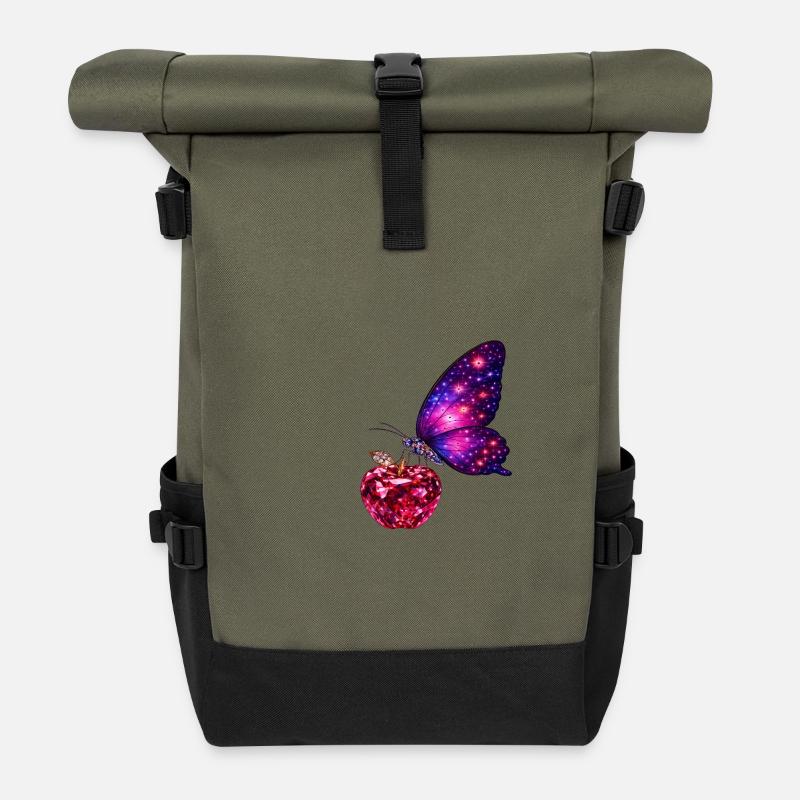 Vie de rubis – Papillon de Pouvoir - Sac à dos roll top - olive/noir