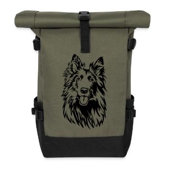 Groenendael head - Roll Top Backpack - olive/black - Front