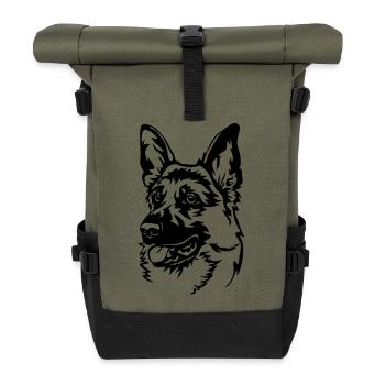 Deutscher Schäferhund - Rolltop Rucksack - Olive/Schwarz - Vorne
