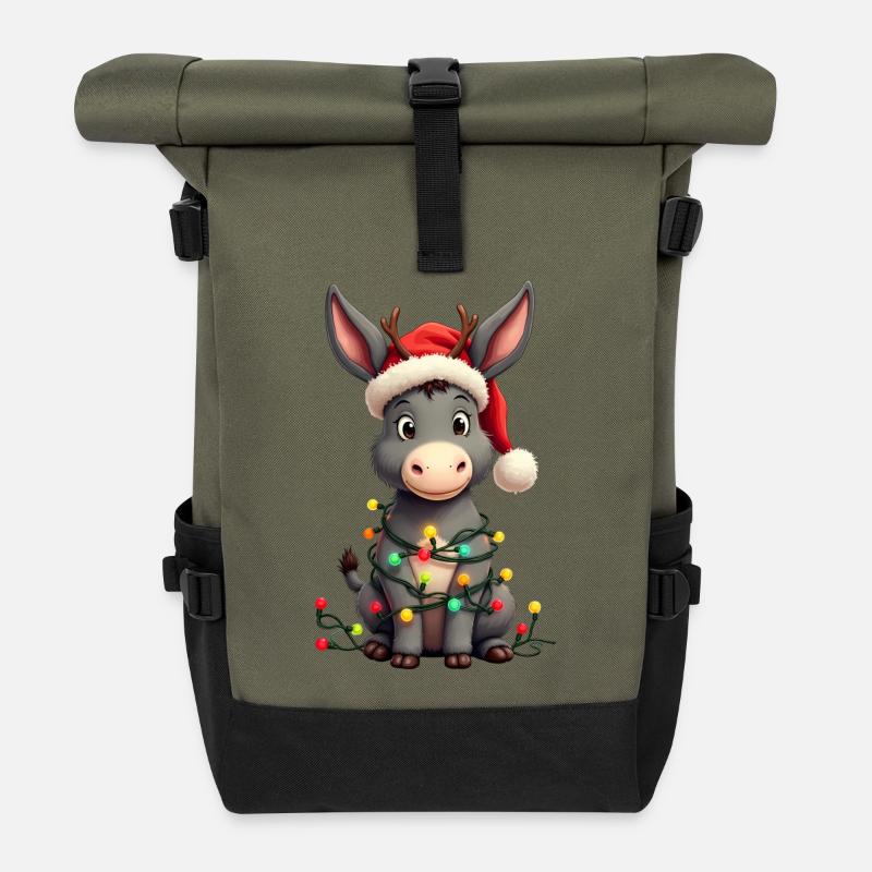 Esel Elfe Weihnachten - Rolltop Rucksack - Olive/Schwarz