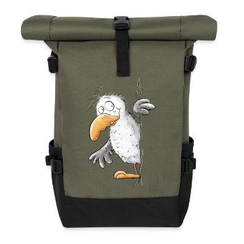 Droll Seagull Animal Motif - Roll Top Backpack - olive/black - Front
