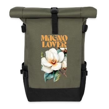 Magnolia Love Botanical Design - Roll Top Backpack - olive/black - Front