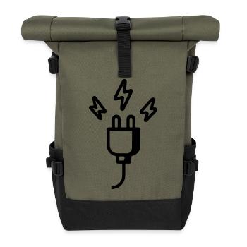 Power plug symbol - Roll Top Backpack - olive/black - Front