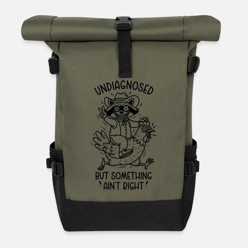Undiagnosed but something ain't right - Rolltop Rucksack - Olive/Schwarz