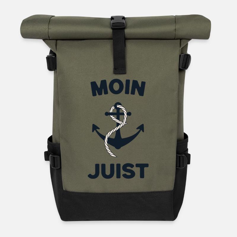 Moin Juist – Conception d’ancres maritimes - Sac à dos roll top - olive/noir