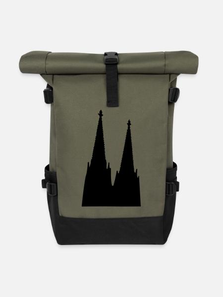 Der Kölner Dom in Köln - Rolltop Rucksack - Olive/Schwarz