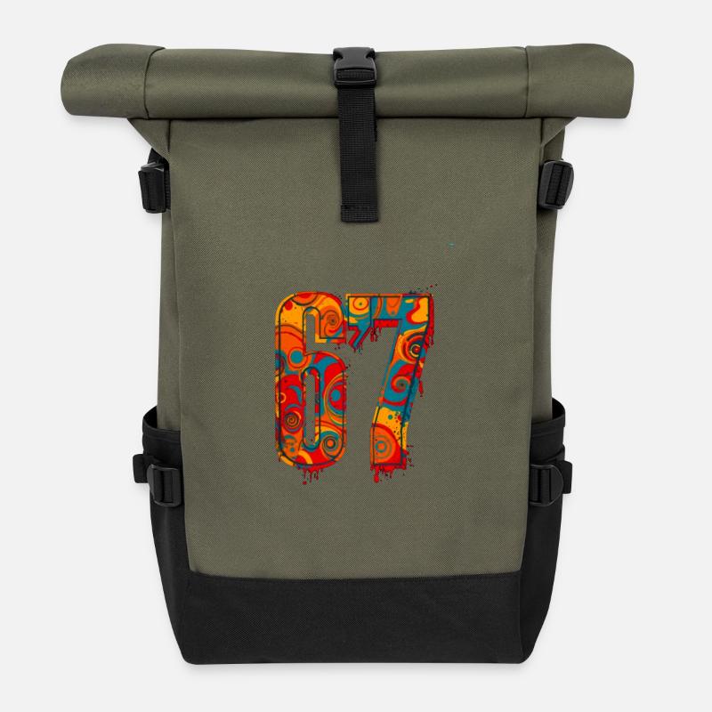 Psychedelic 67 Digits - Rolltop Rucksack - Olive/Schwarz