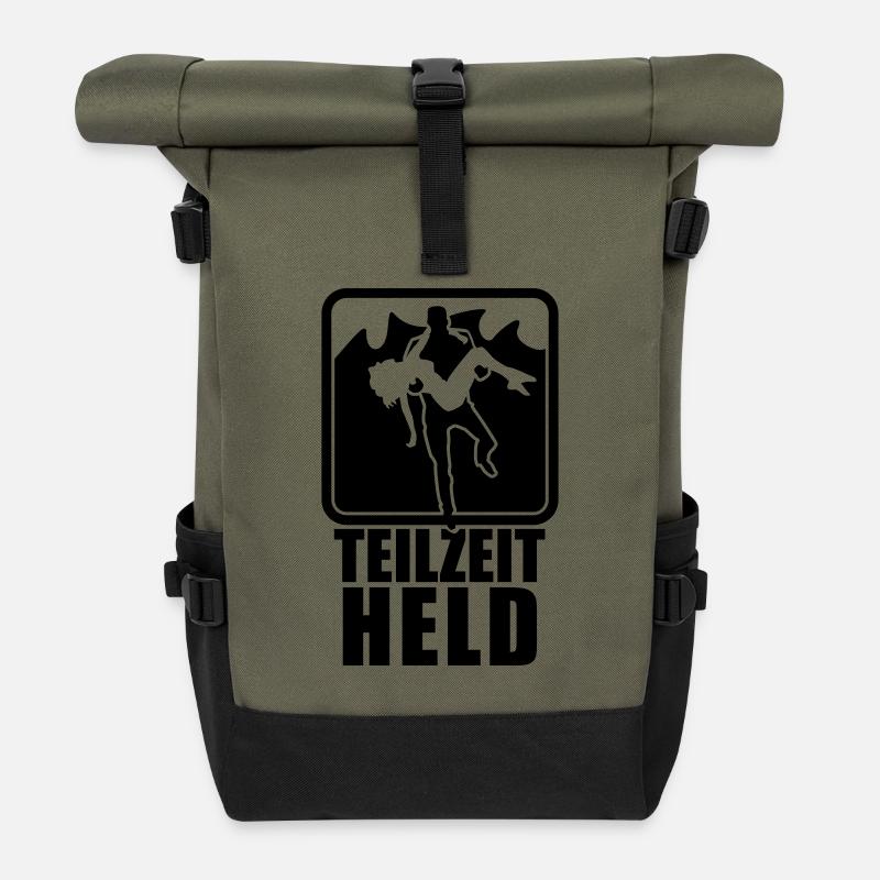 Part-time hero - Roll Top Backpack - olive/black