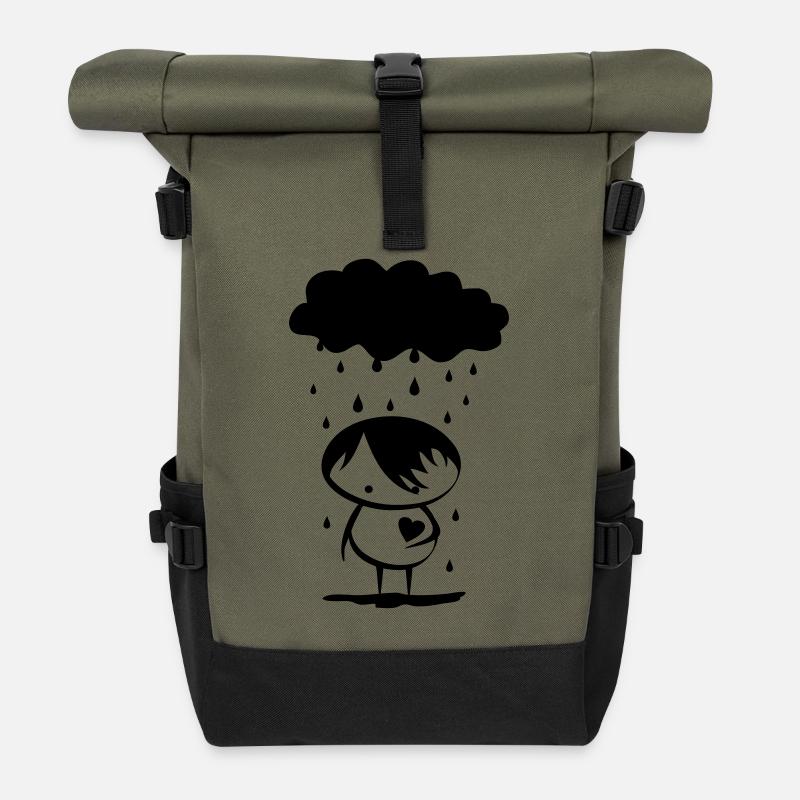 Emo - Sac à dos roll top - olive/noir